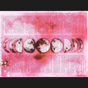 Strawberry Luna Pink Moon Phase Vintage Art Print